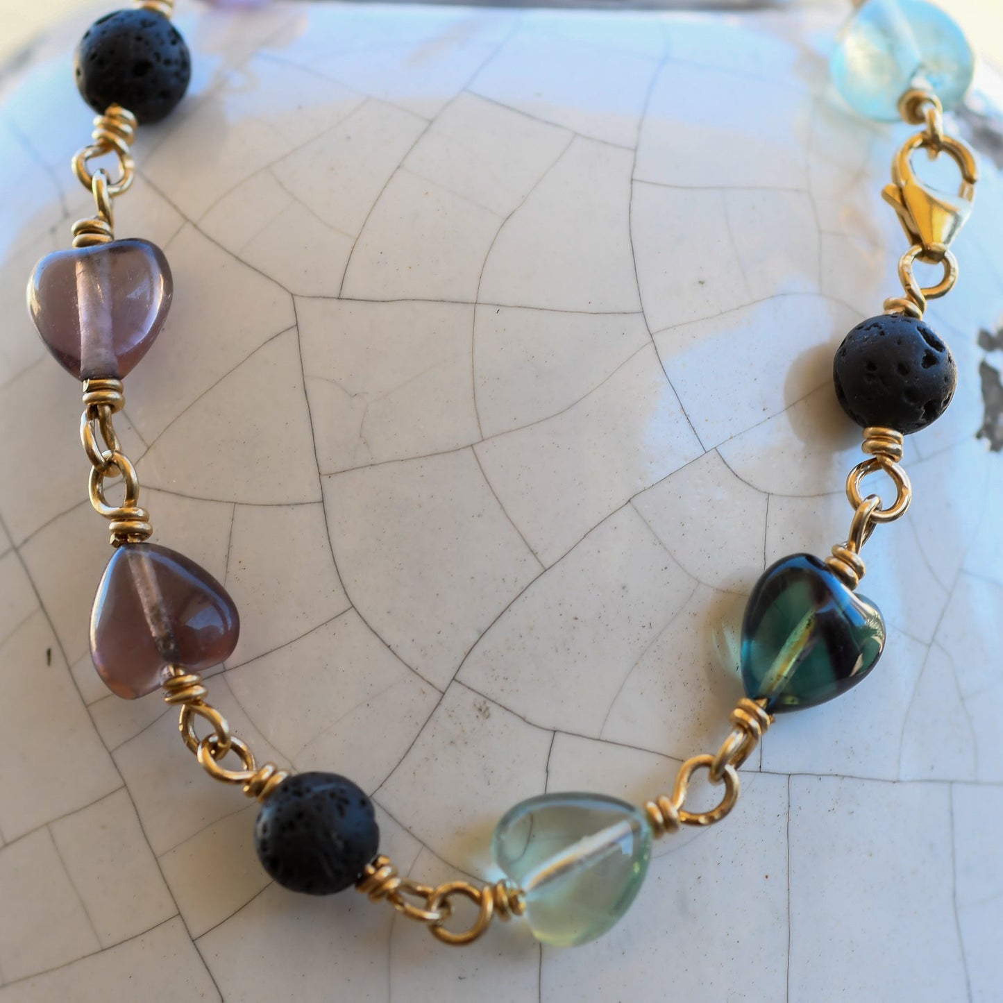 Fluorite and Black Lava Bracelet