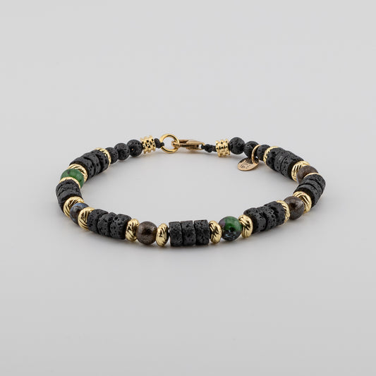 The Primal Earth Bracelet - Black Lava, Boulder Opal & Ruby Zoisite