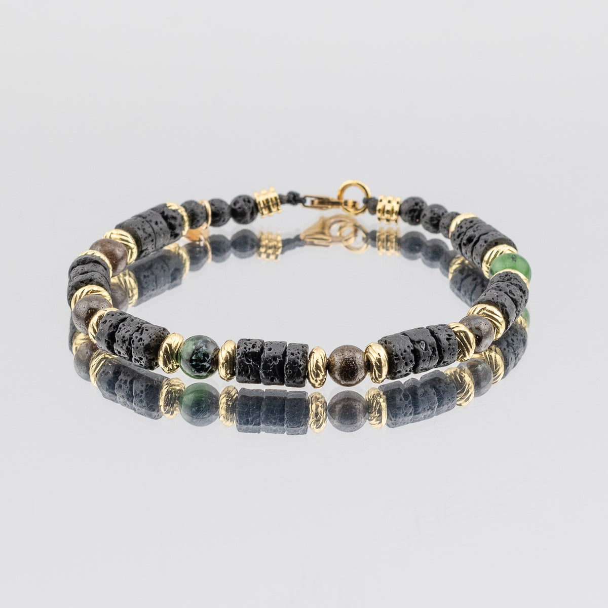 The Primal Earth Bracelet - Black Lava, Boulder Opal & Ruby Zoisite