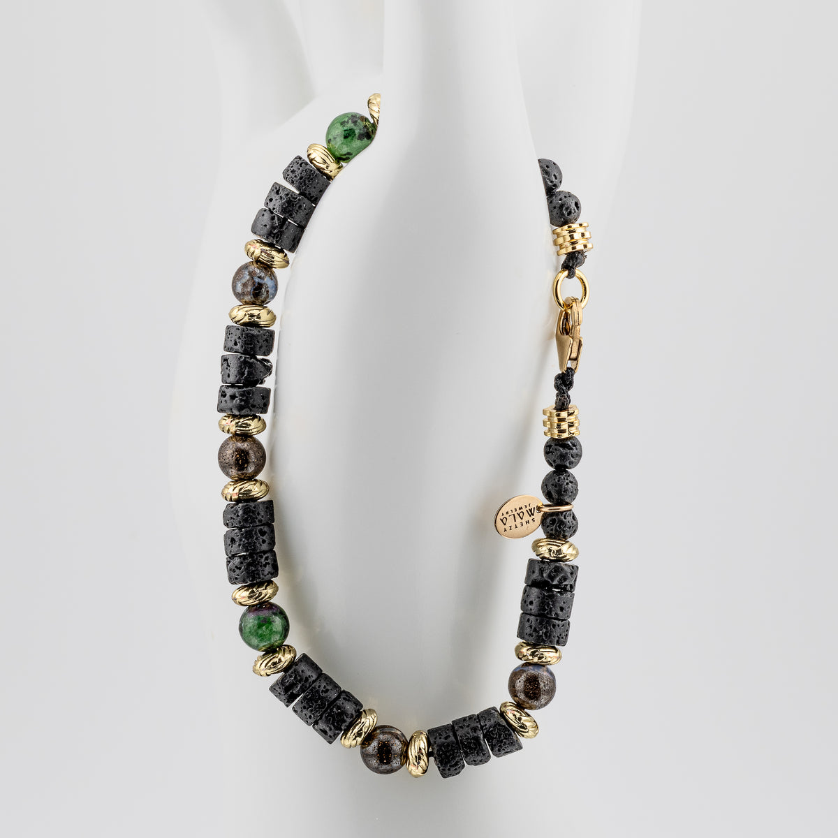 The Primal Earth Bracelet - Black Lava, Boulder Opal & Ruby Zoisite