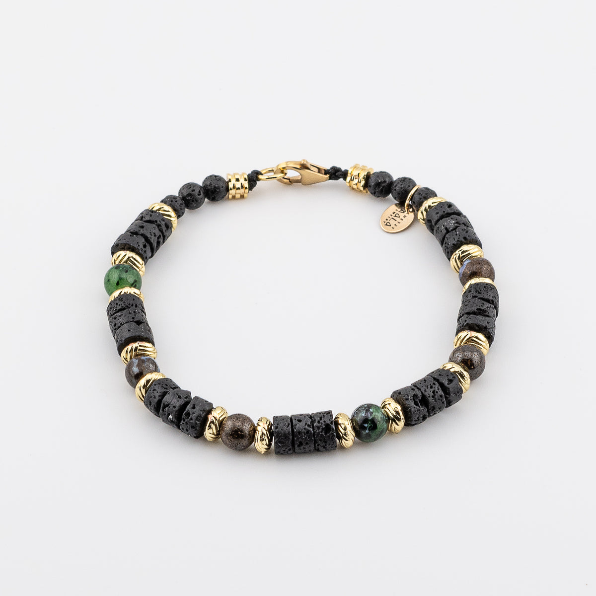 The Primal Earth Bracelet - Black Lava, Boulder Opal & Ruby Zoisite