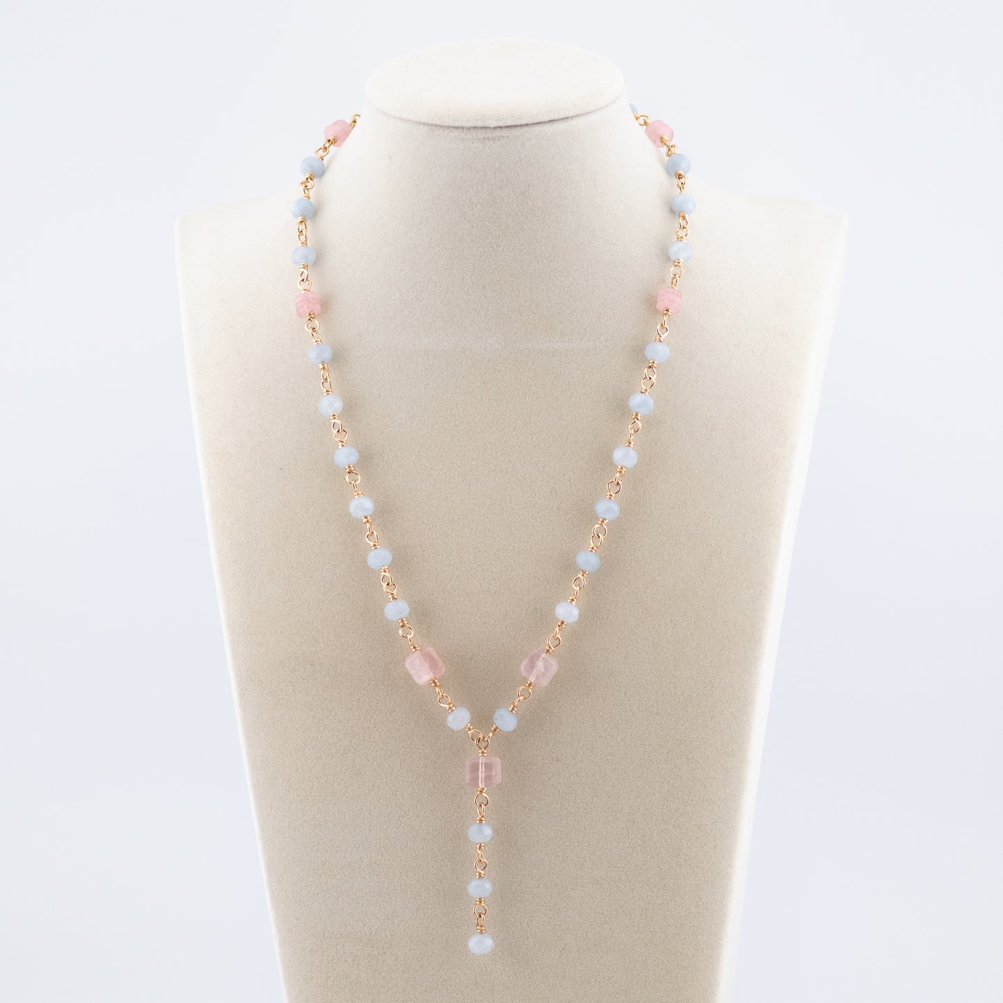 The Serenity Shore Necklace – Aquamarine & Rose Quartz