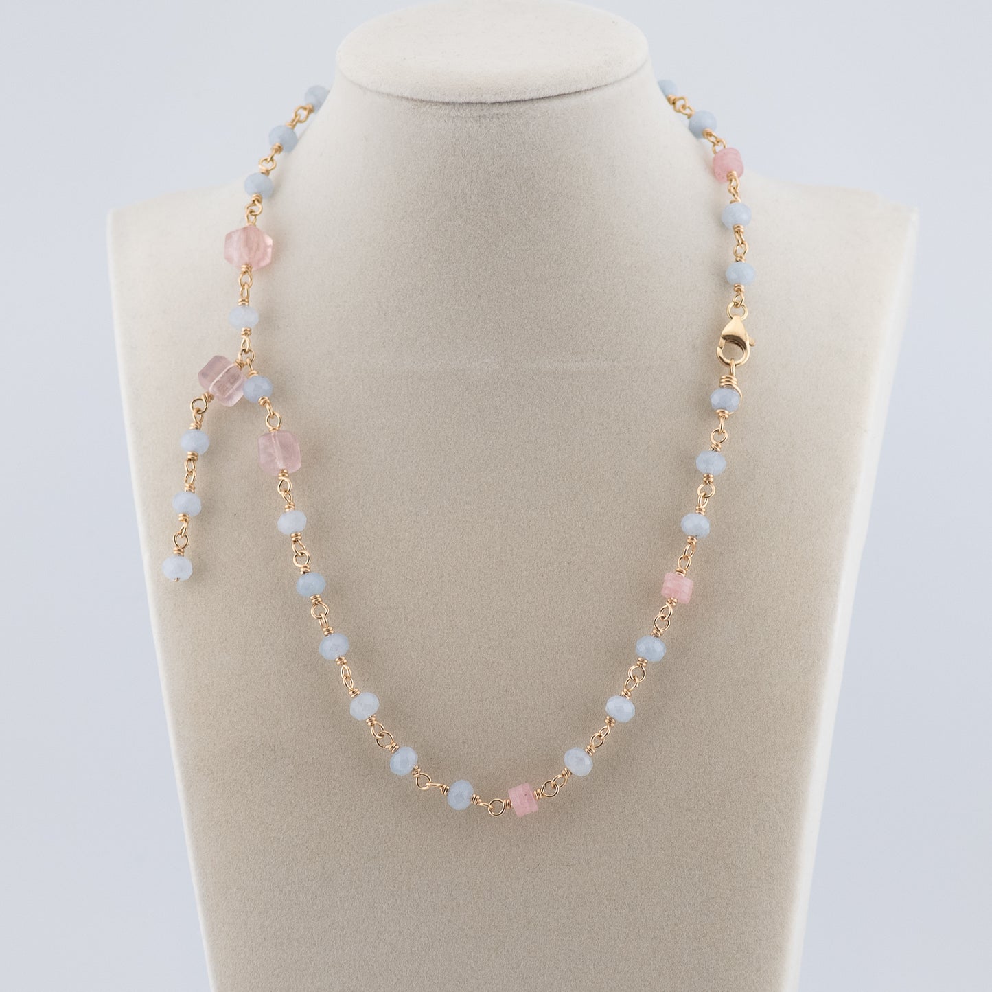 The Serenity Shore Necklace – Aquamarine & Rose Quartz