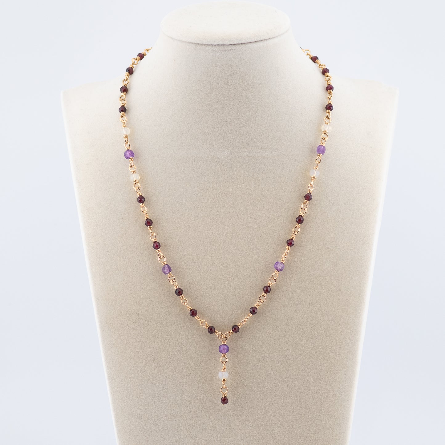 The Celestial Velvet Necklace – Garnet, Amethyst & Opal