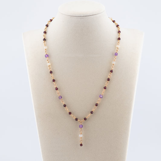 The Celestial Velvet Necklace – Garnet, Amethyst & Opal