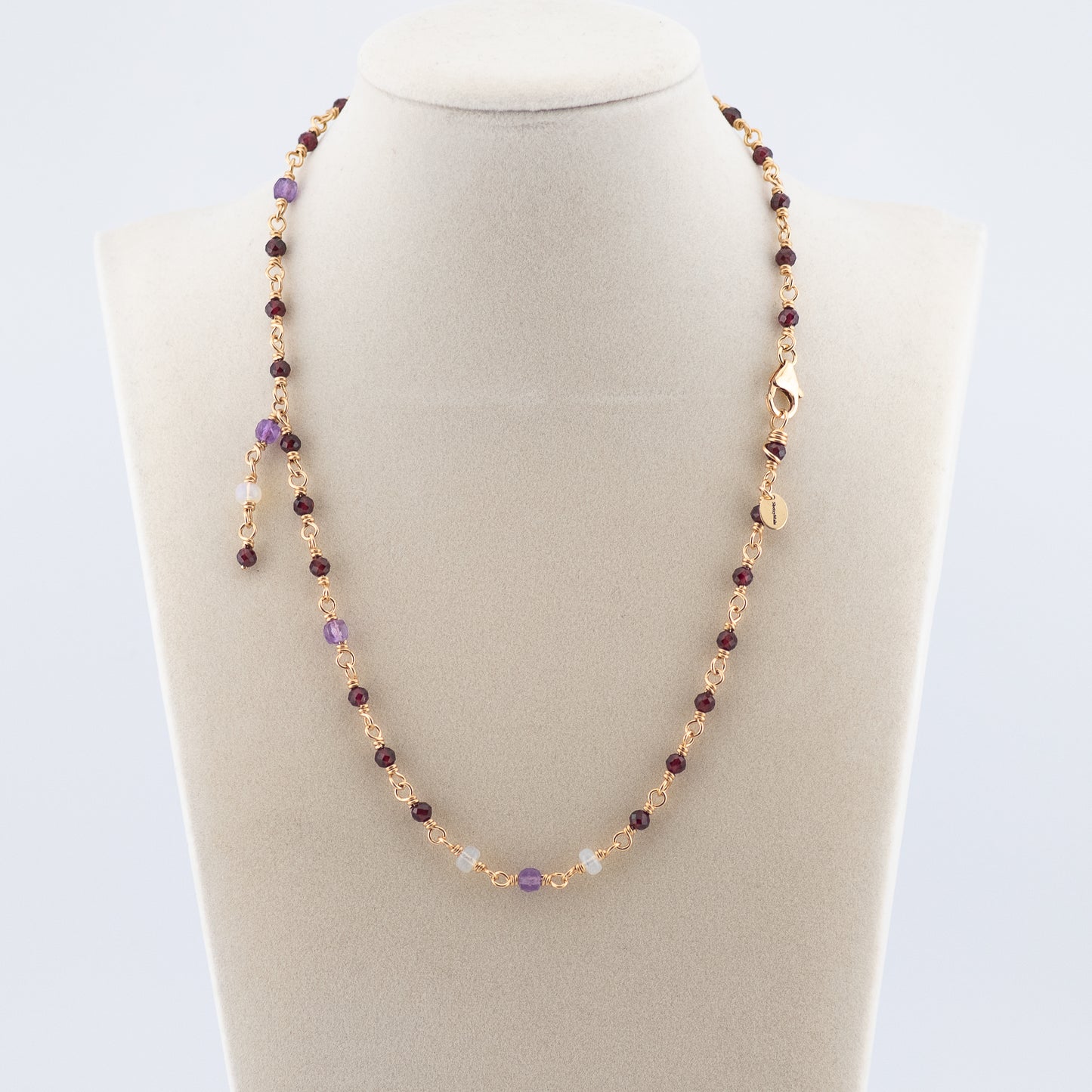 The Celestial Velvet Necklace – Garnet, Amethyst & Opal