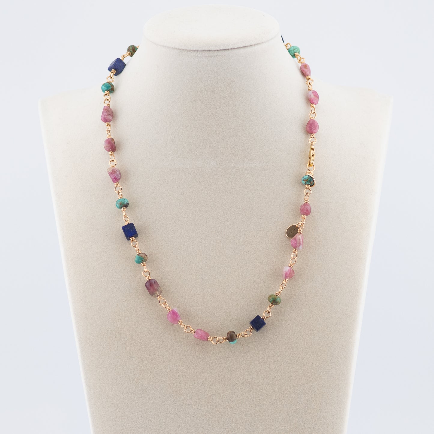 The Mosaic Bloom Necklace – Tourmaline, Turquoise & Lapis
