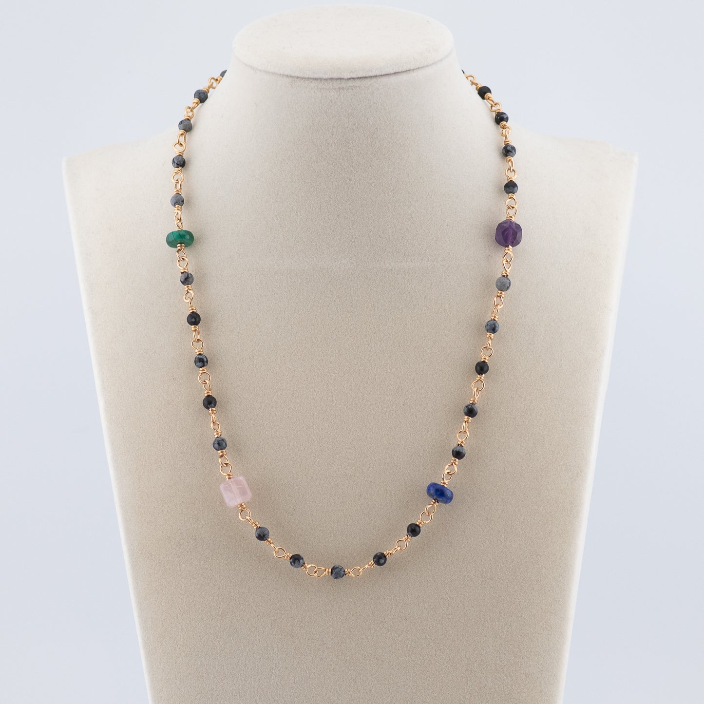 The Winter Garden Necklace – Snowflake Obsidian & Multi-Gemstone