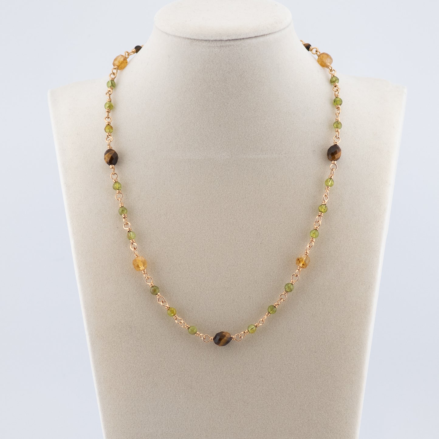 The Solstice Harvest Necklace – Citrine, Tiger’s Eye & Peridot