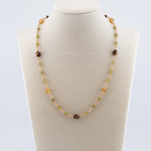 The Solstice Harvest Necklace – Citrine, Tiger’s Eye & Peridot