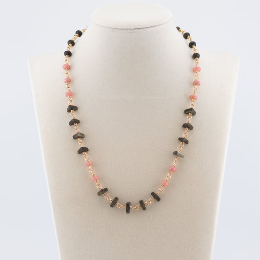 The Dawn & Dusk Necklace – Rhodochrosite & Rainbow Obsidian