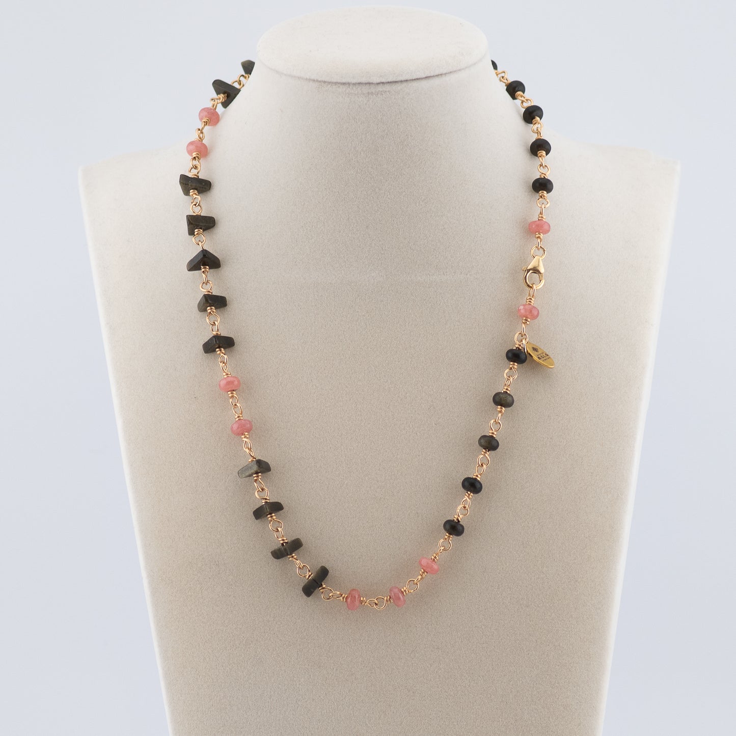The Dawn & Dusk Necklace – Rhodochrosite & Rainbow Obsidian