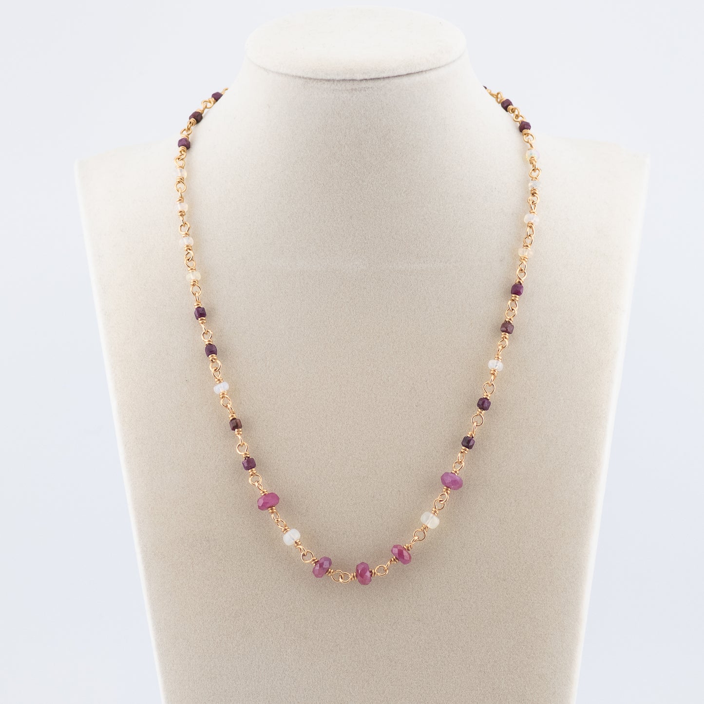 The Crimson & Cloud Necklace – Ruby & Opal