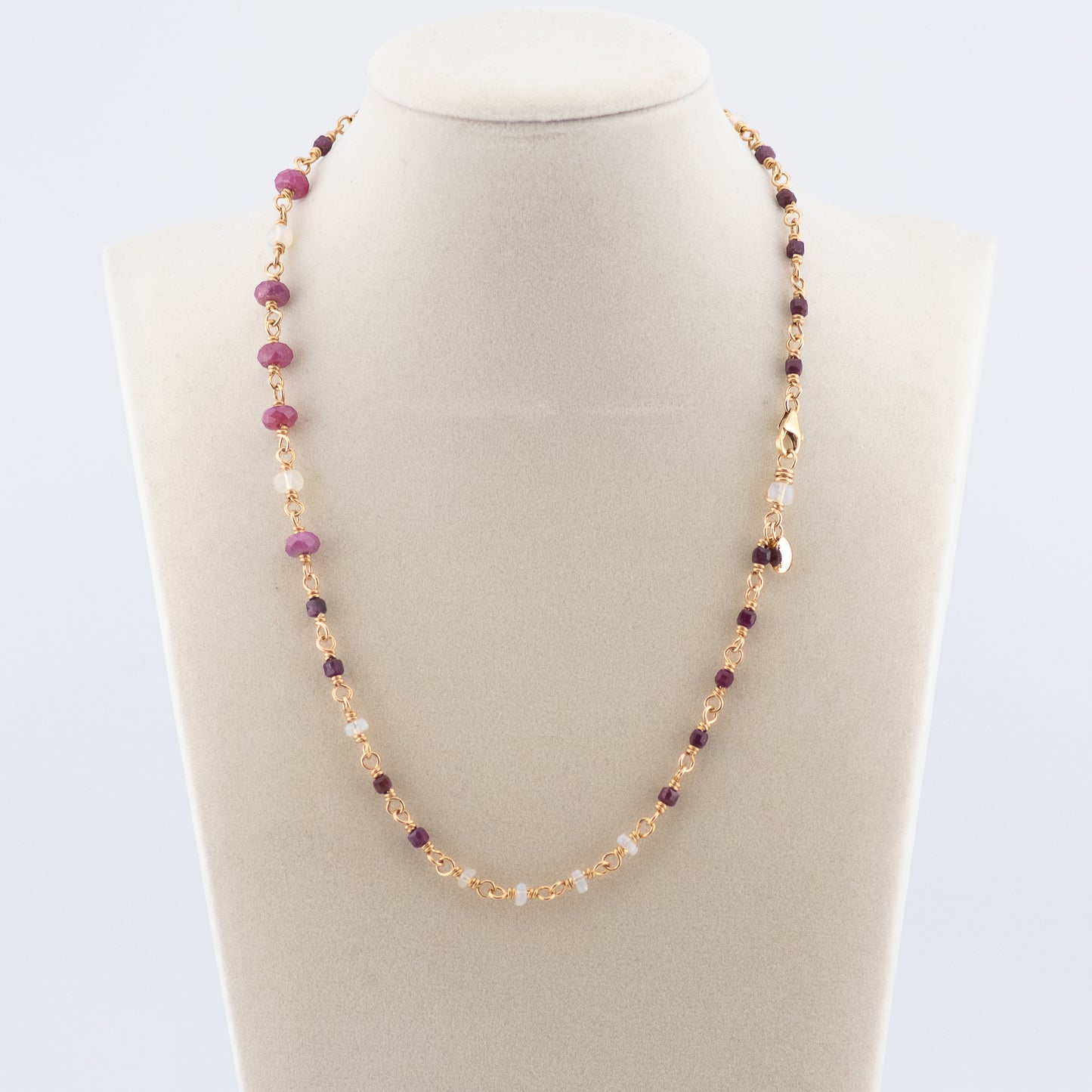 The Crimson & Cloud Necklace – Ruby & Opal