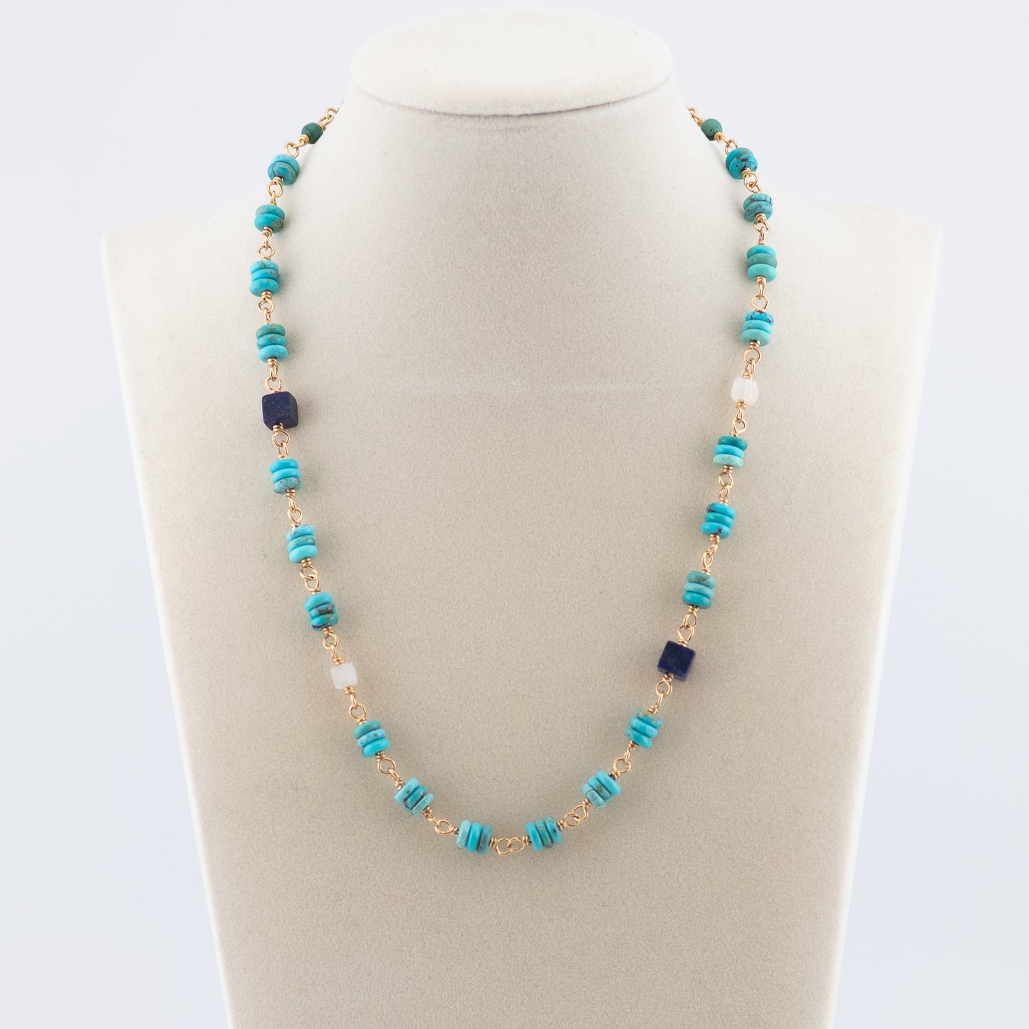 The Aegean Sky Necklace – Turquoise, Lapis & Moonstone