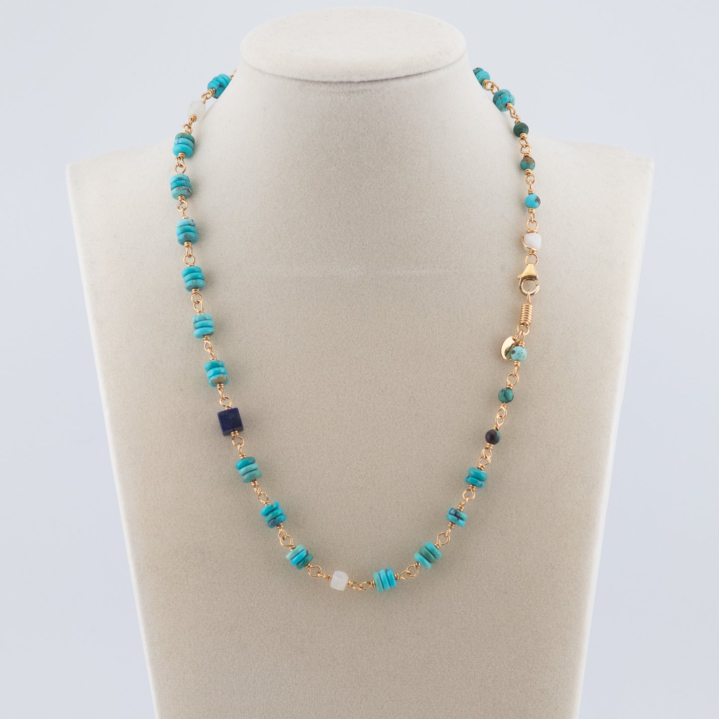 The Aegean Sky Necklace – Turquoise, Lapis & Moonstone