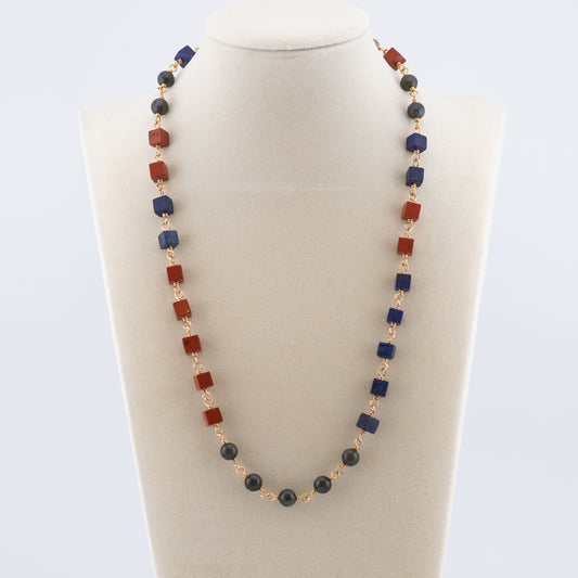 The Isometric Guardian Necklace – Lapis, Jasper & Labradorite
