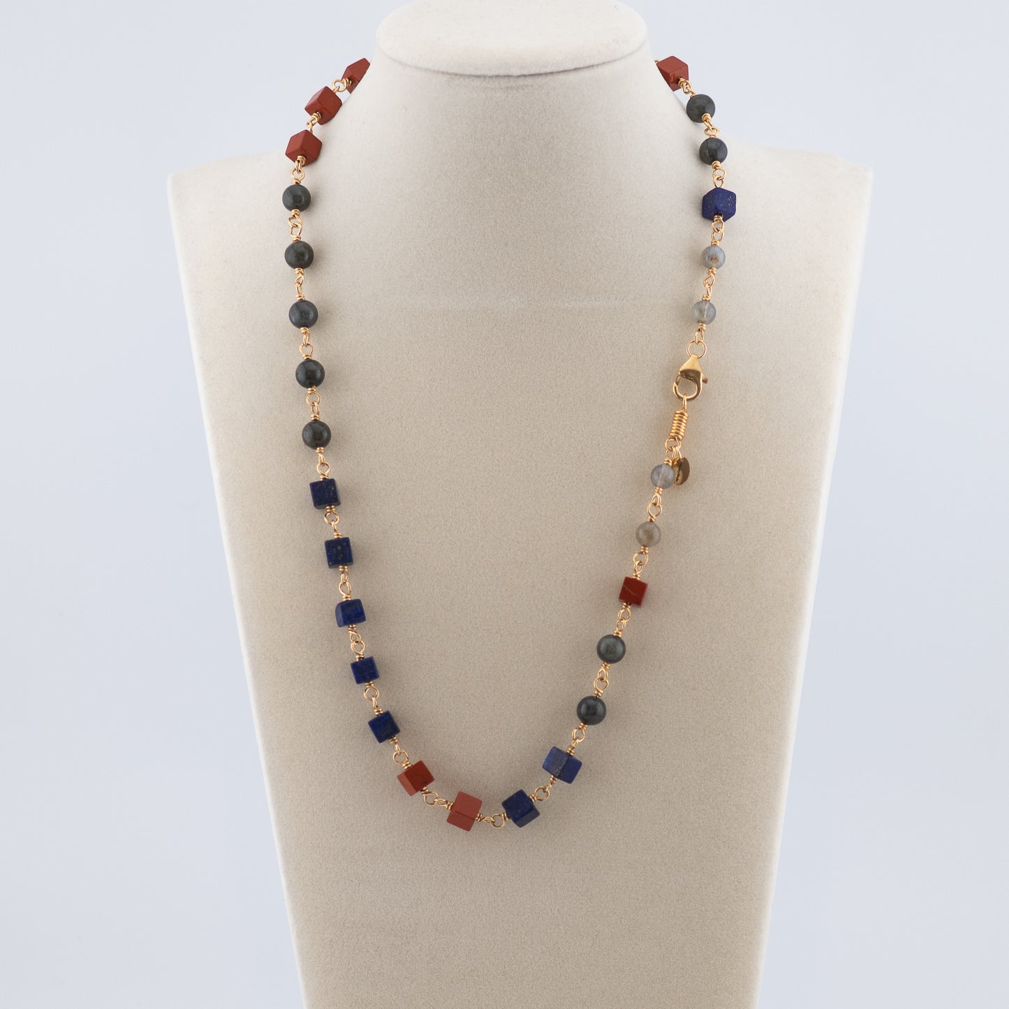 The Isometric Guardian Necklace – Lapis, Jasper & Labradorite