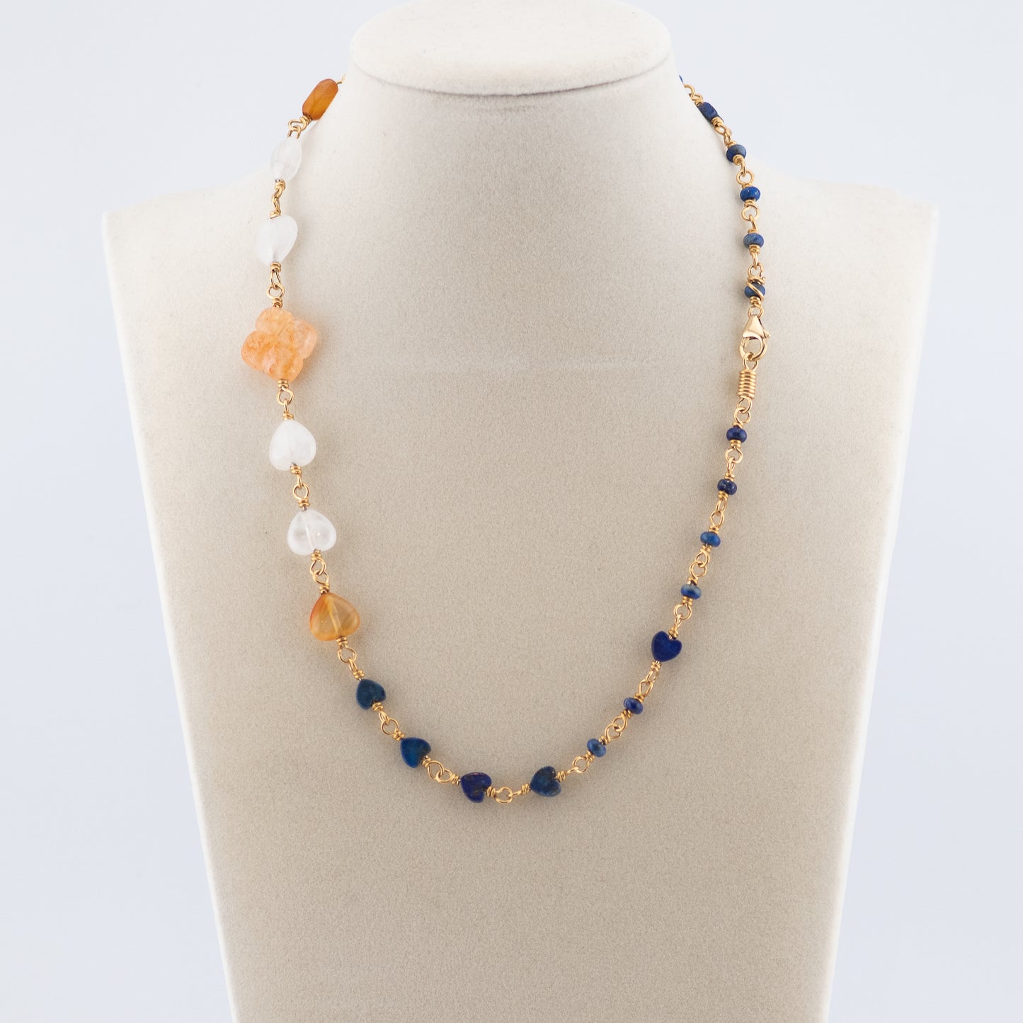The Necklace of Hearts – Carnelian, Lapis & Quartz