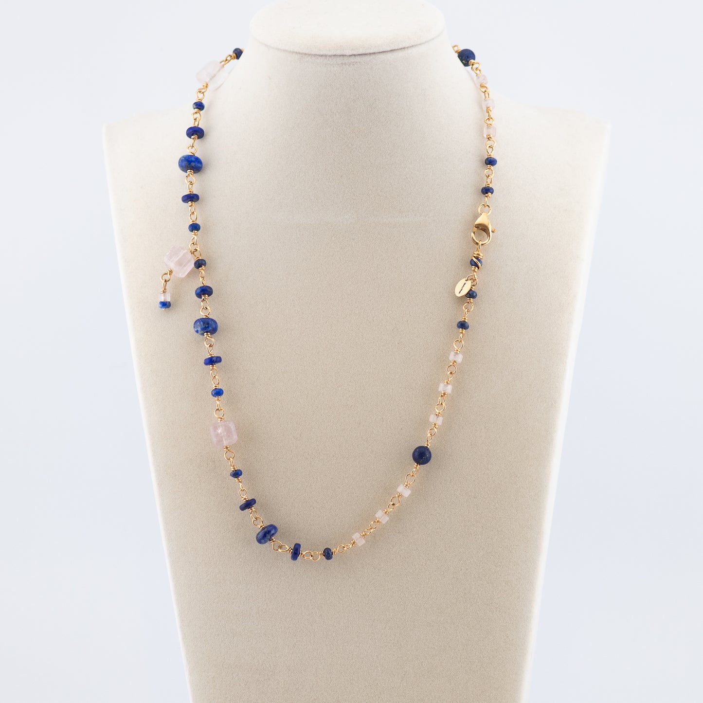 The Twilight & Rose Drop Necklace – Lapis & Rose Quartz