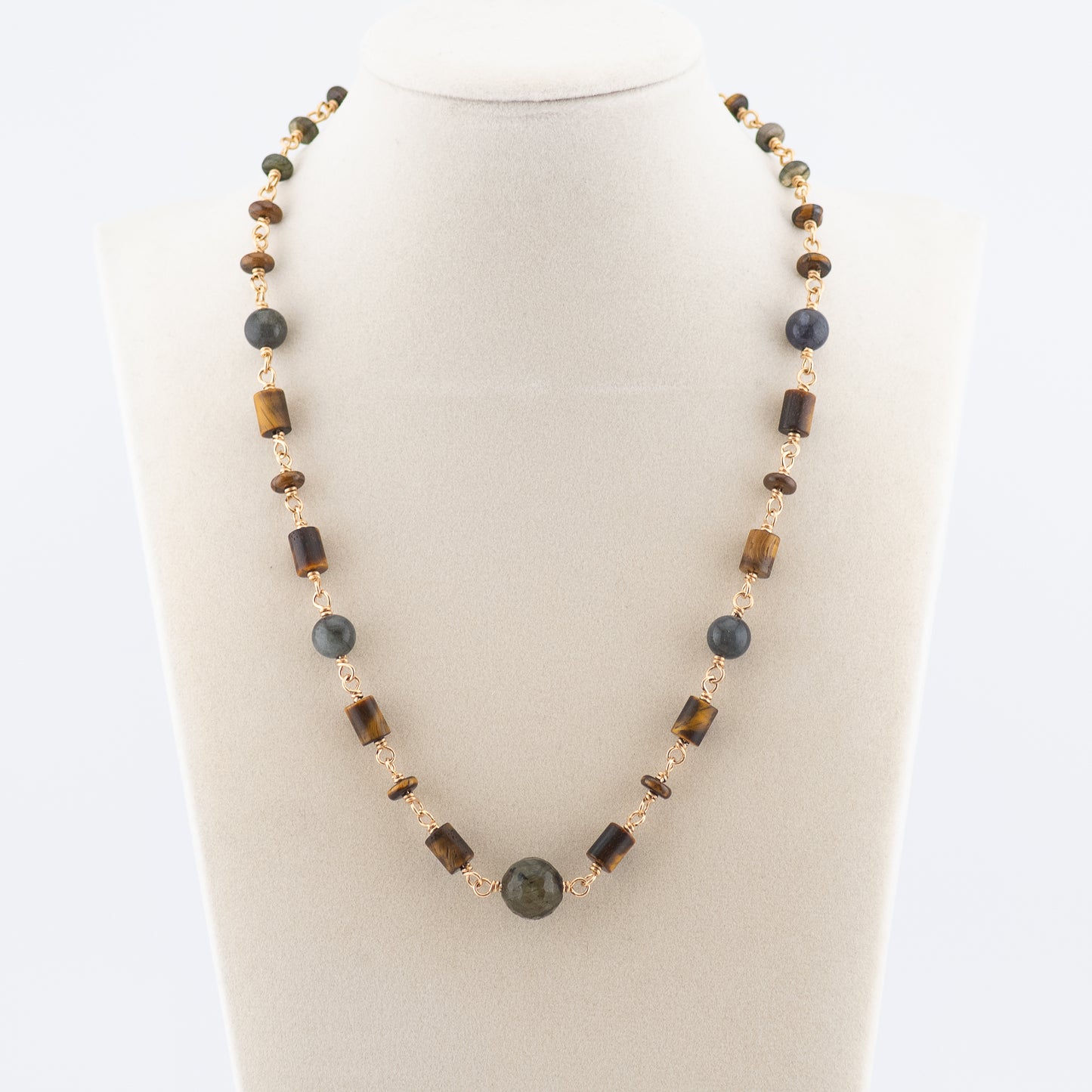 The Gilded Dusk Necklace – Tiger’s Eye & Labradorite