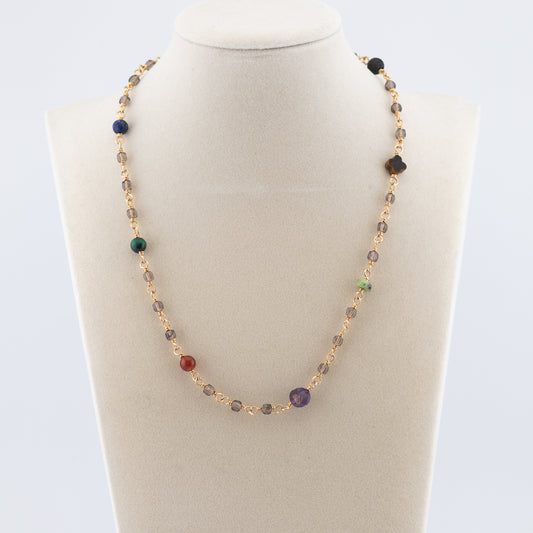 The Kaleidoscope Path Necklace – Multi-Gemstone & Smoky Quartz