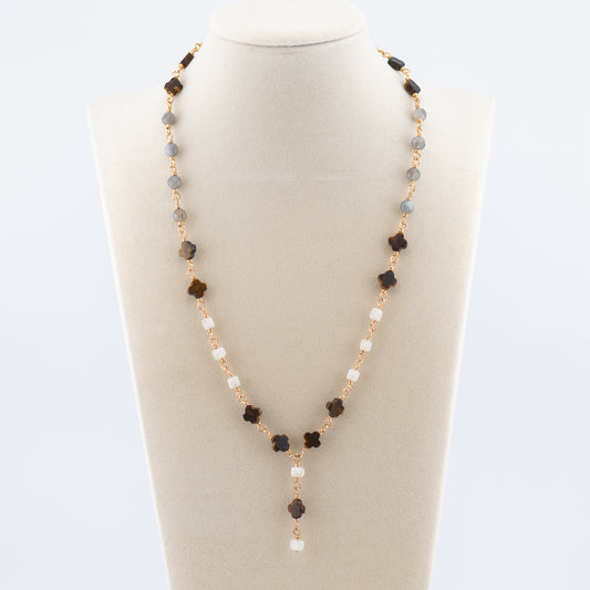 The Meadow & Mysticism Drop Necklace – Tiger’s Eye, Moonstone & Labradorite