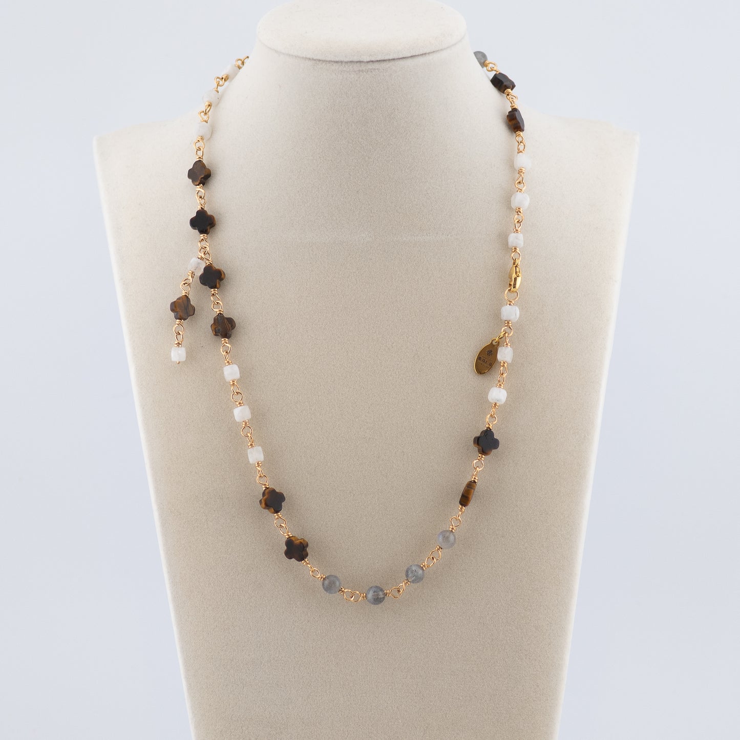The Meadow & Mysticism Drop Necklace – Tiger’s Eye, Moonstone & Labradorite