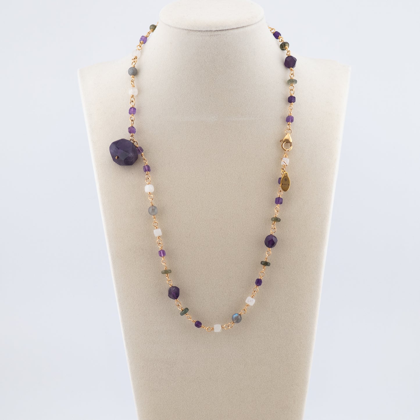 The Celestial Gradient Necklace – Amethyst, Moonstone & Labradorite