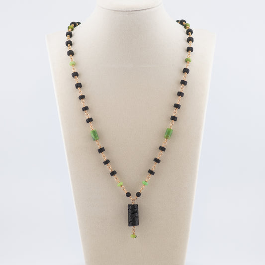 The Verdant Earth Necklace – Chrysoprase & Black Lava