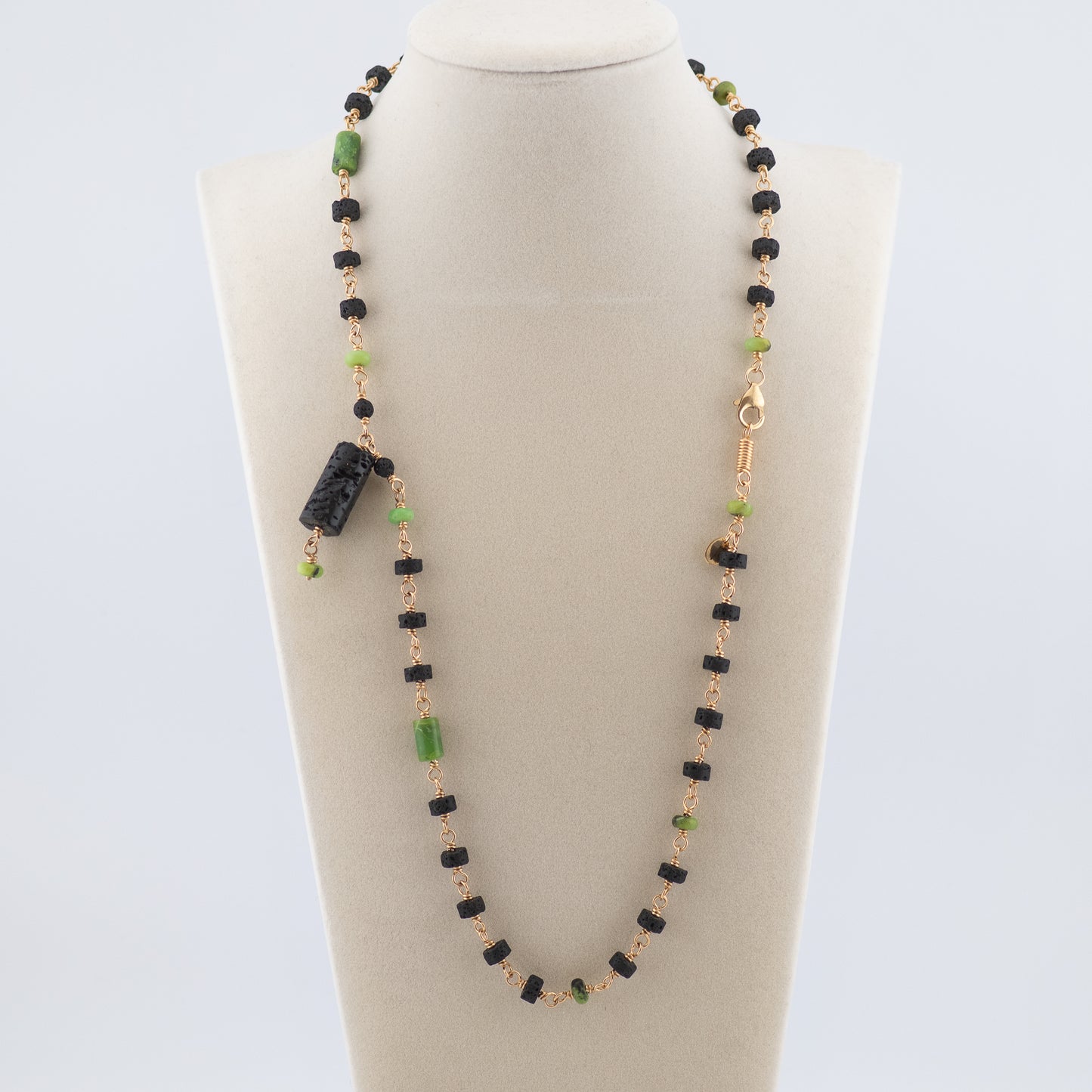 The Verdant Earth Necklace – Chrysoprase & Black Lava