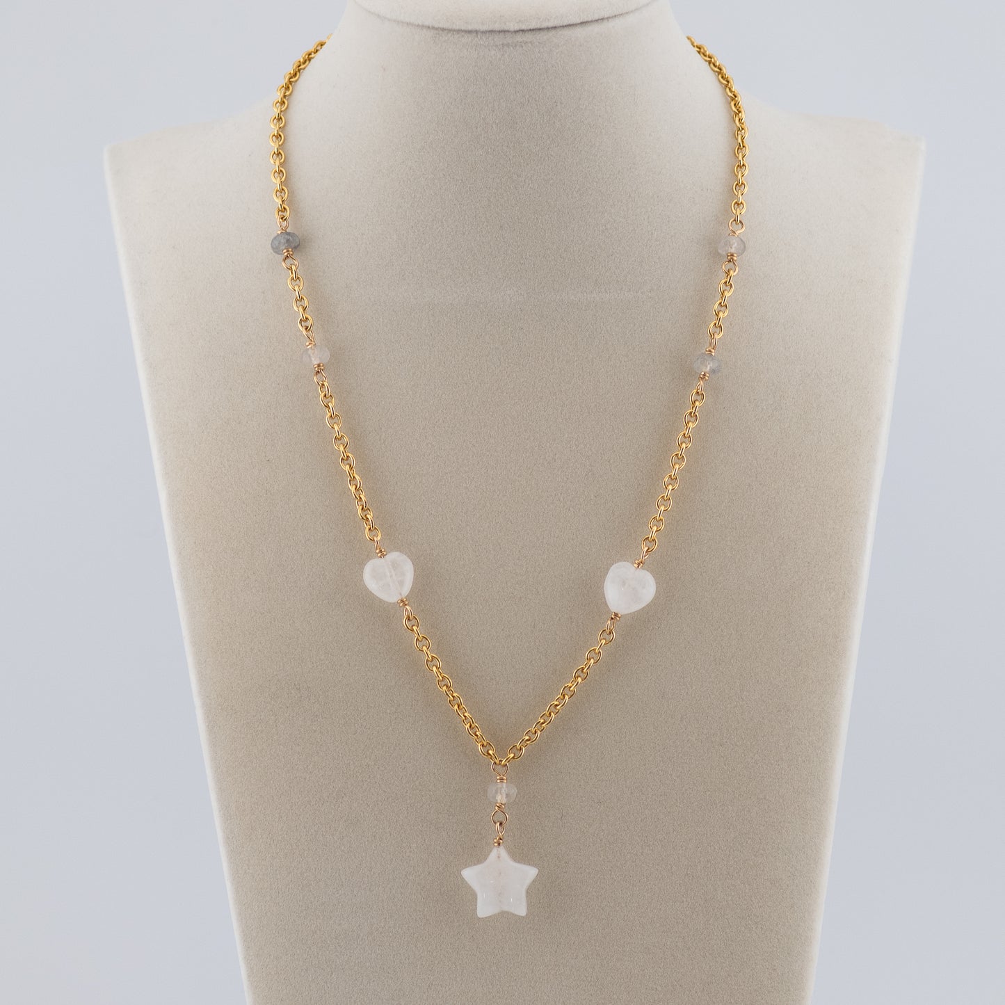 The Celestial Heart Necklace – Star & Heart Quartz