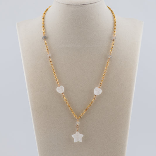 The Celestial Heart Necklace – Star & Heart Quartz