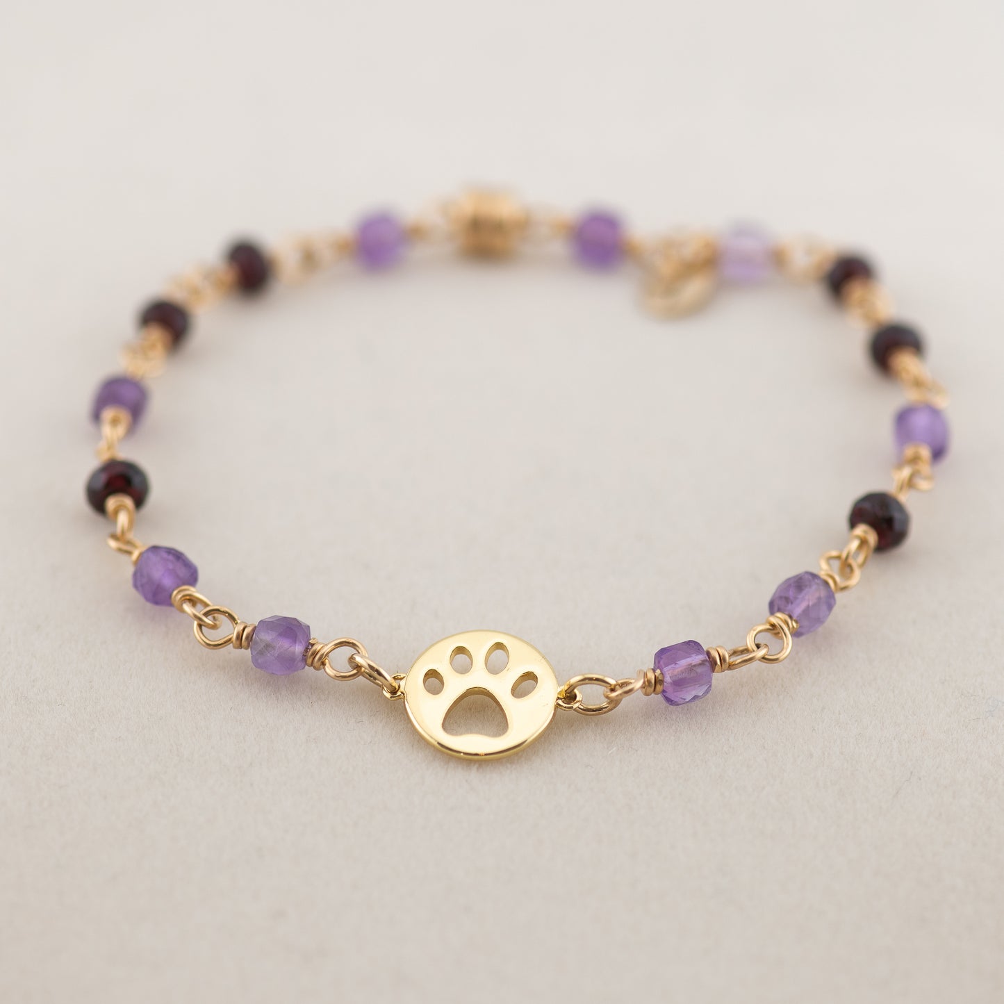 The Faithful Heart Bracelet – Amethyst, Garnet & Paw