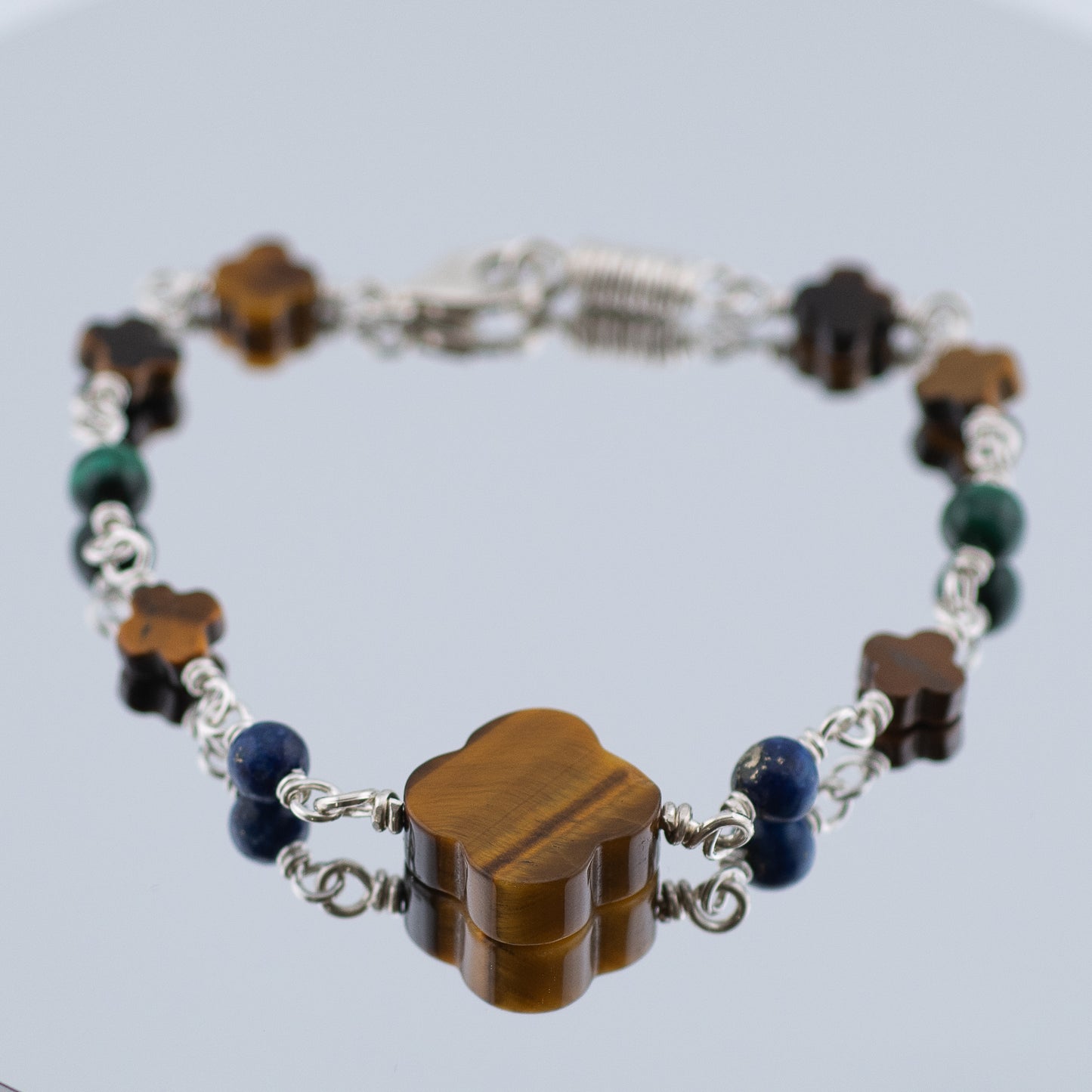 The Verdanza Sterling Bracelet – Tiger’s Eye, Malachite & Lapis