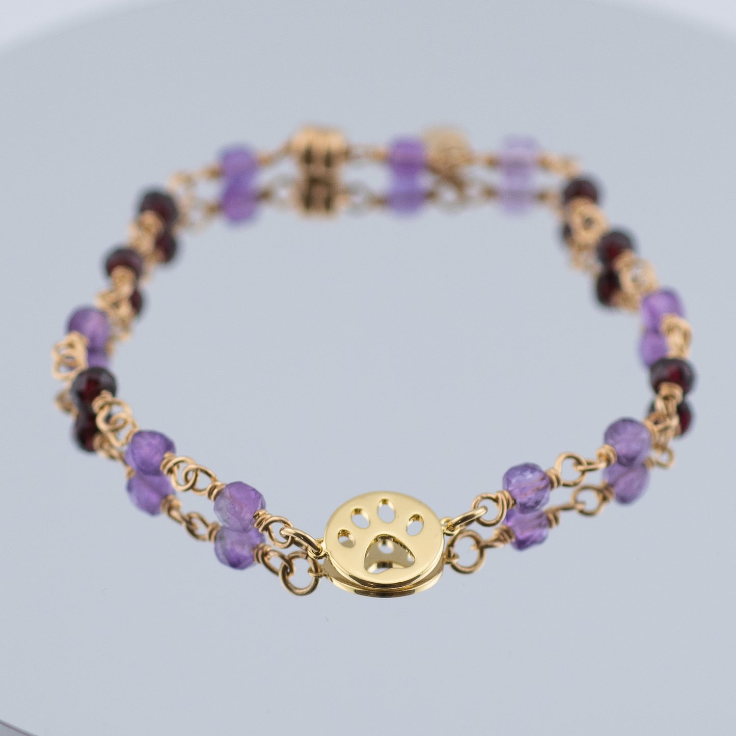 The Faithful Heart Bracelet – Amethyst, Garnet & Paw