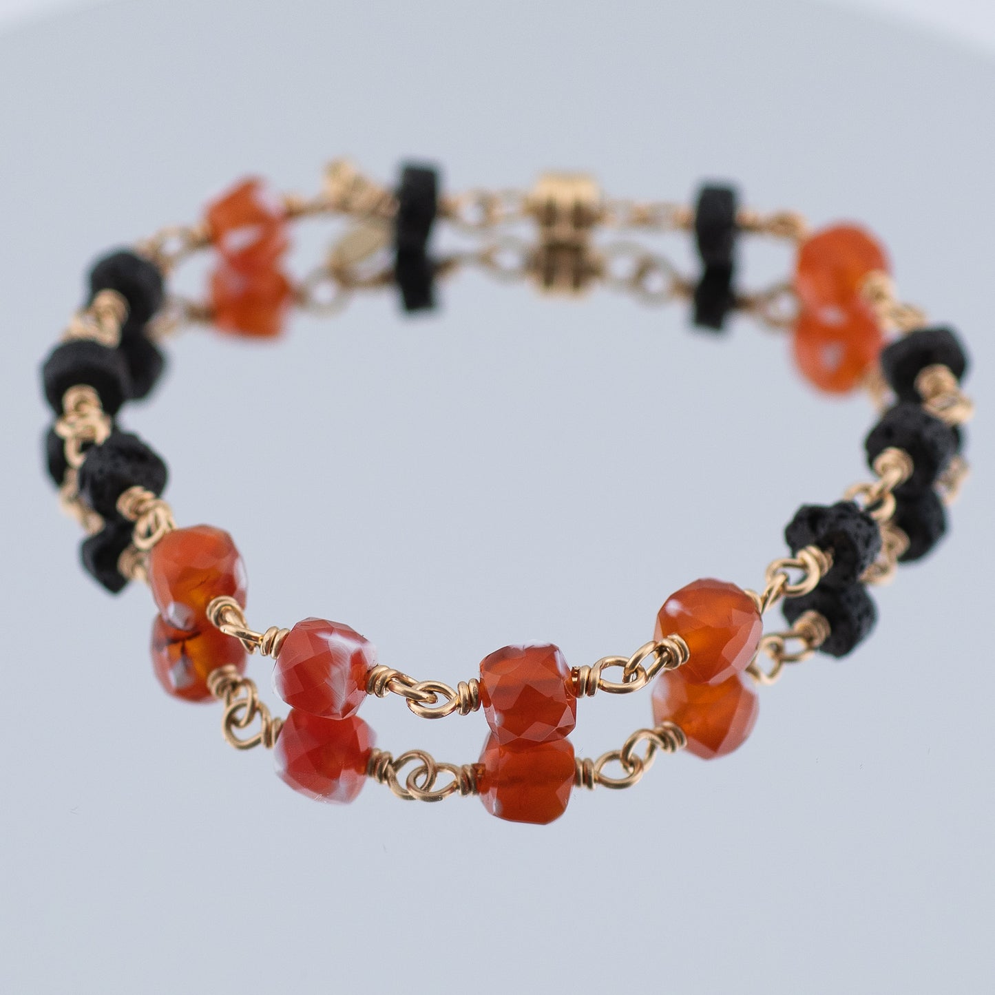 The Magma & Ember Bracelet – Fire Agate & Black Lava