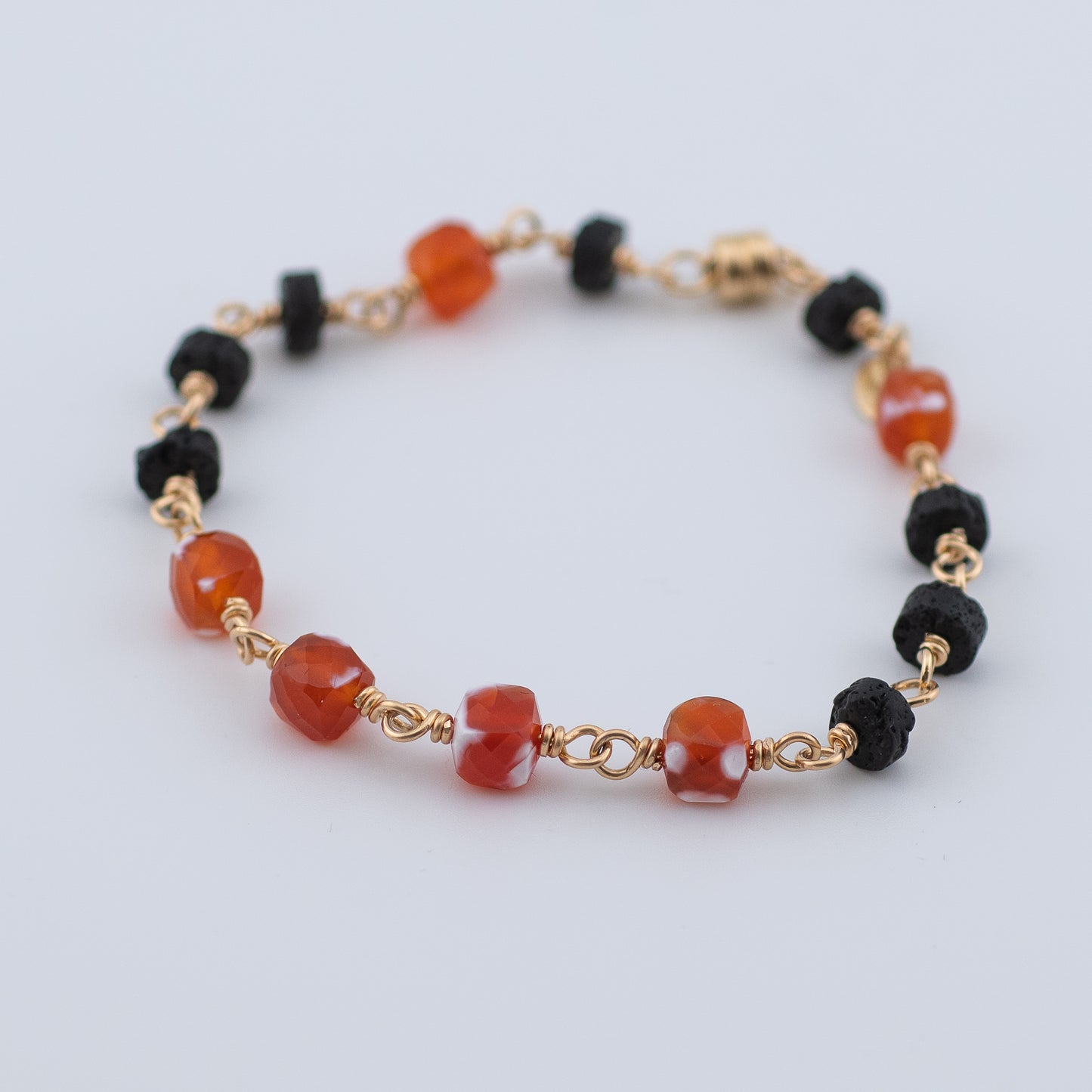 The Magma & Ember Bracelet – Fire Agate & Black Lava