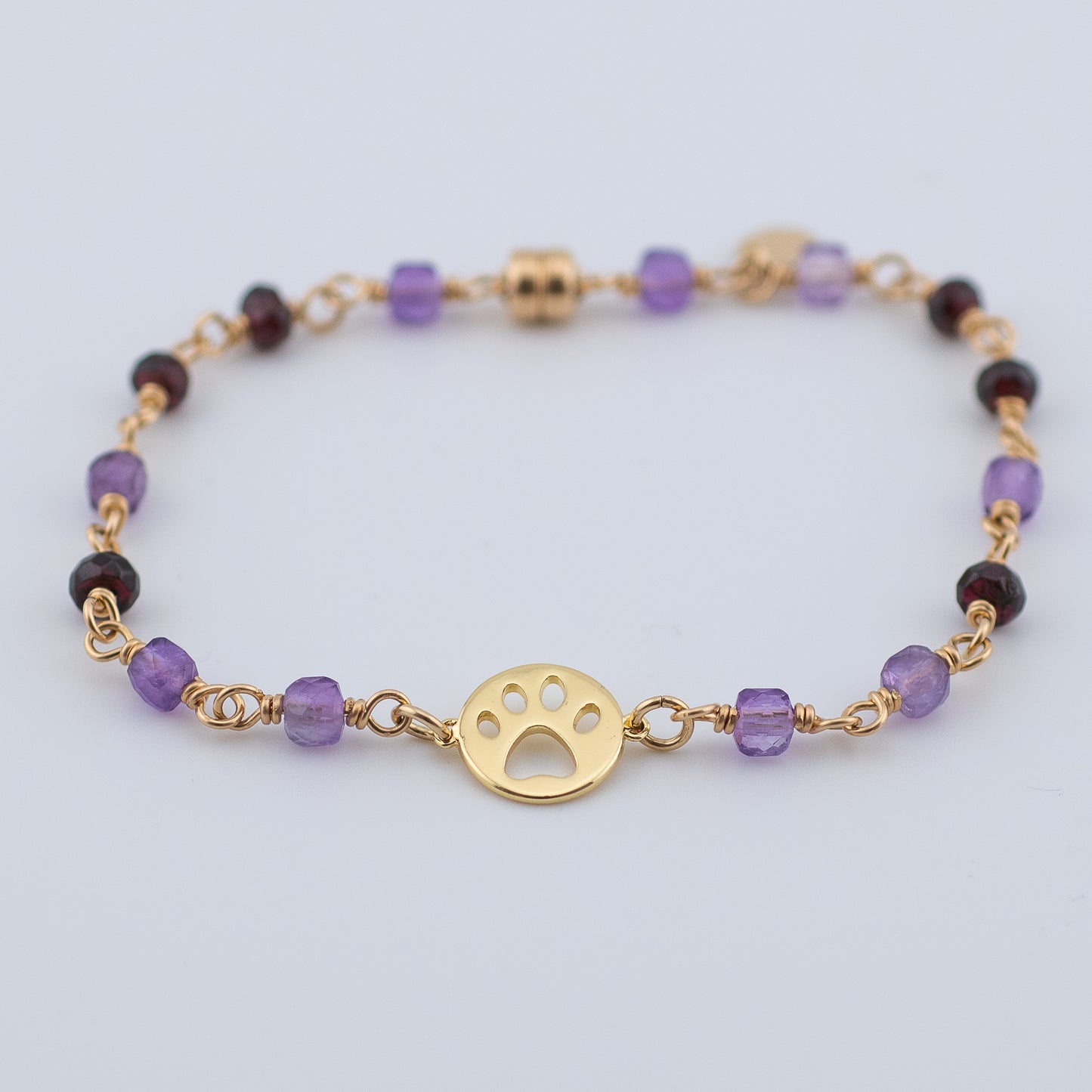 The Faithful Heart Bracelet – Amethyst, Garnet & Paw