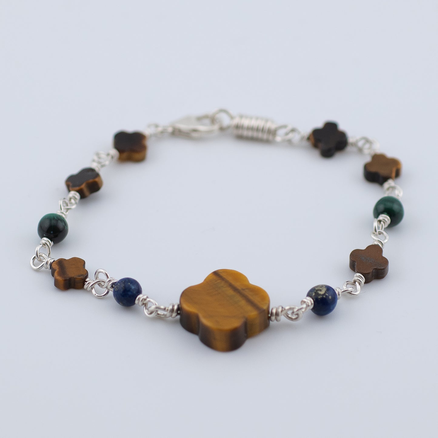 The Verdanza Sterling Bracelet – Tiger’s Eye, Malachite & Lapis