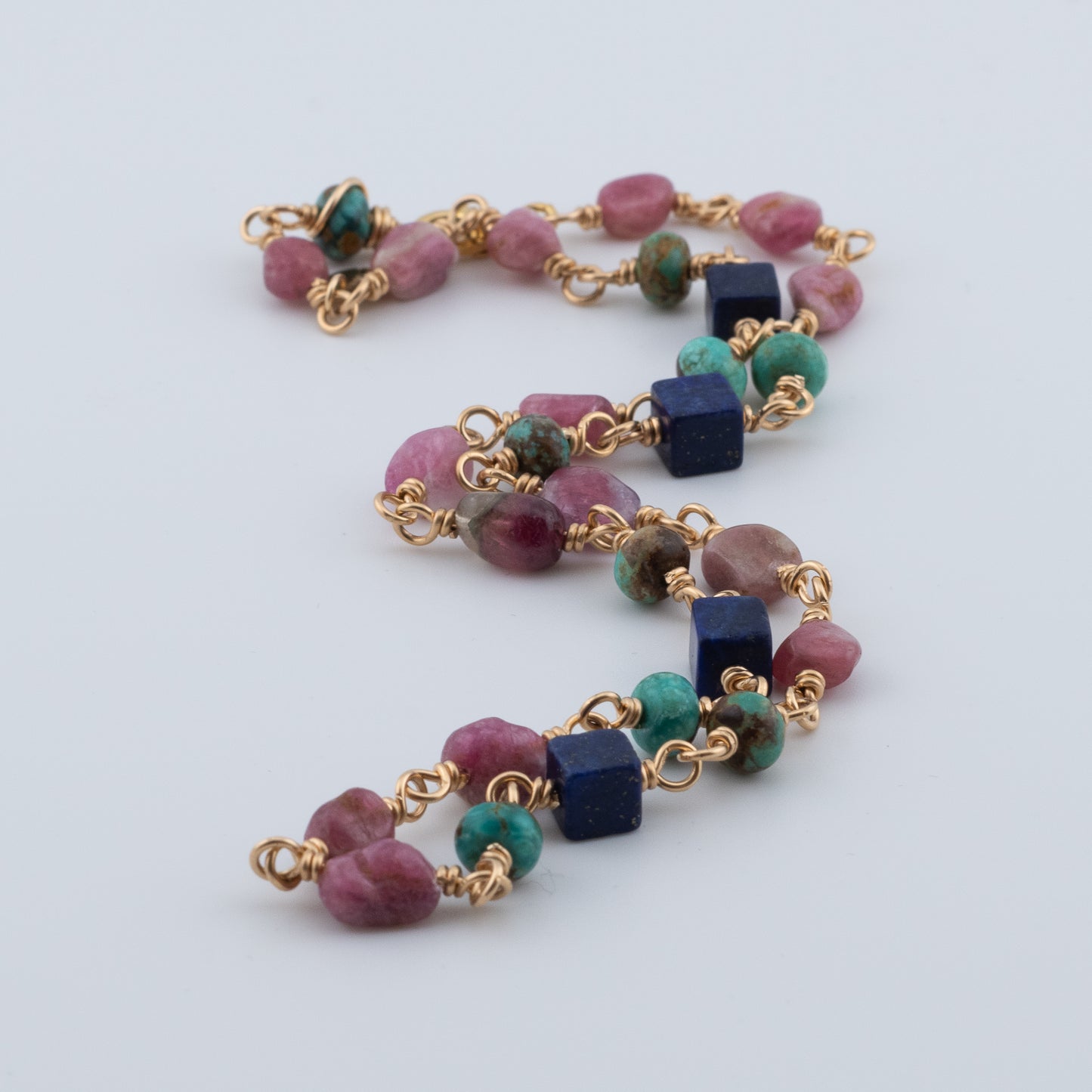 The Mosaic Bloom Necklace – Tourmaline, Turquoise & Lapis