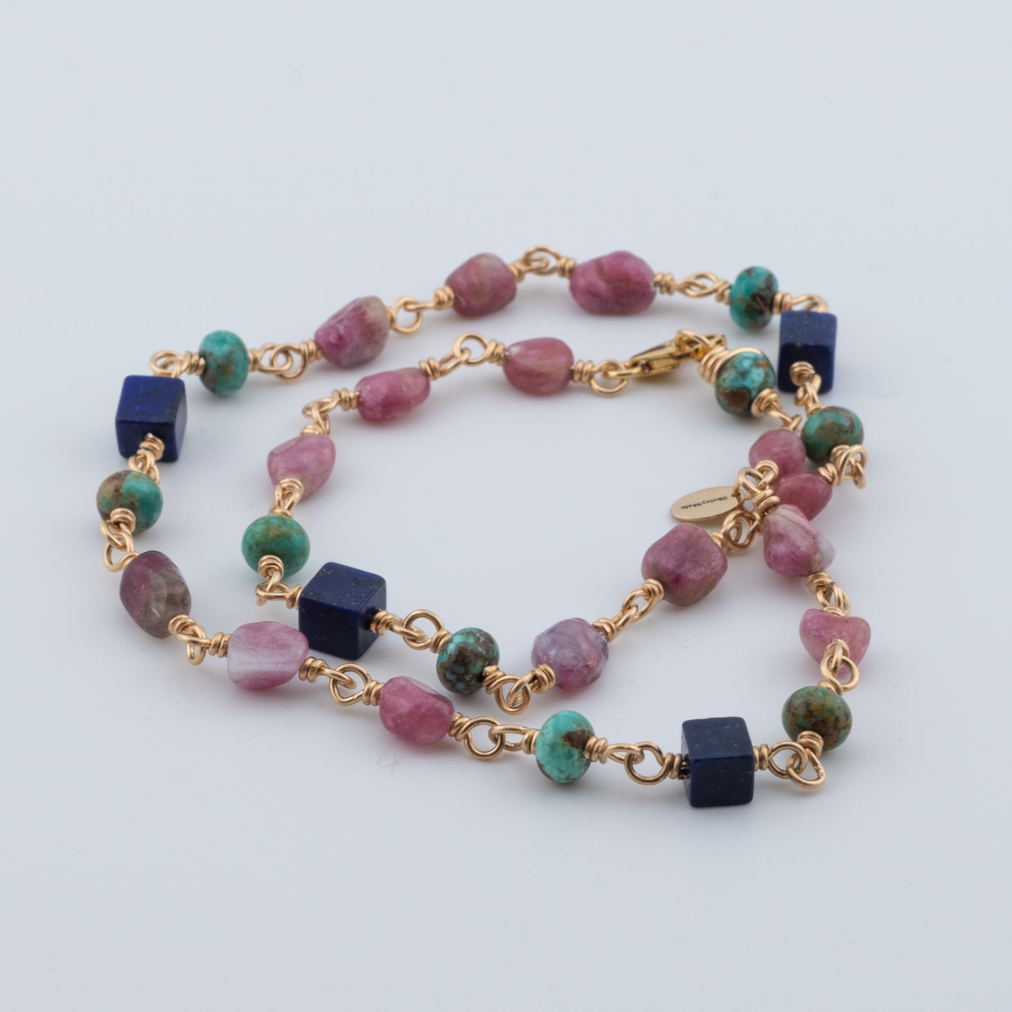 The Mosaic Bloom Necklace – Tourmaline, Turquoise & Lapis