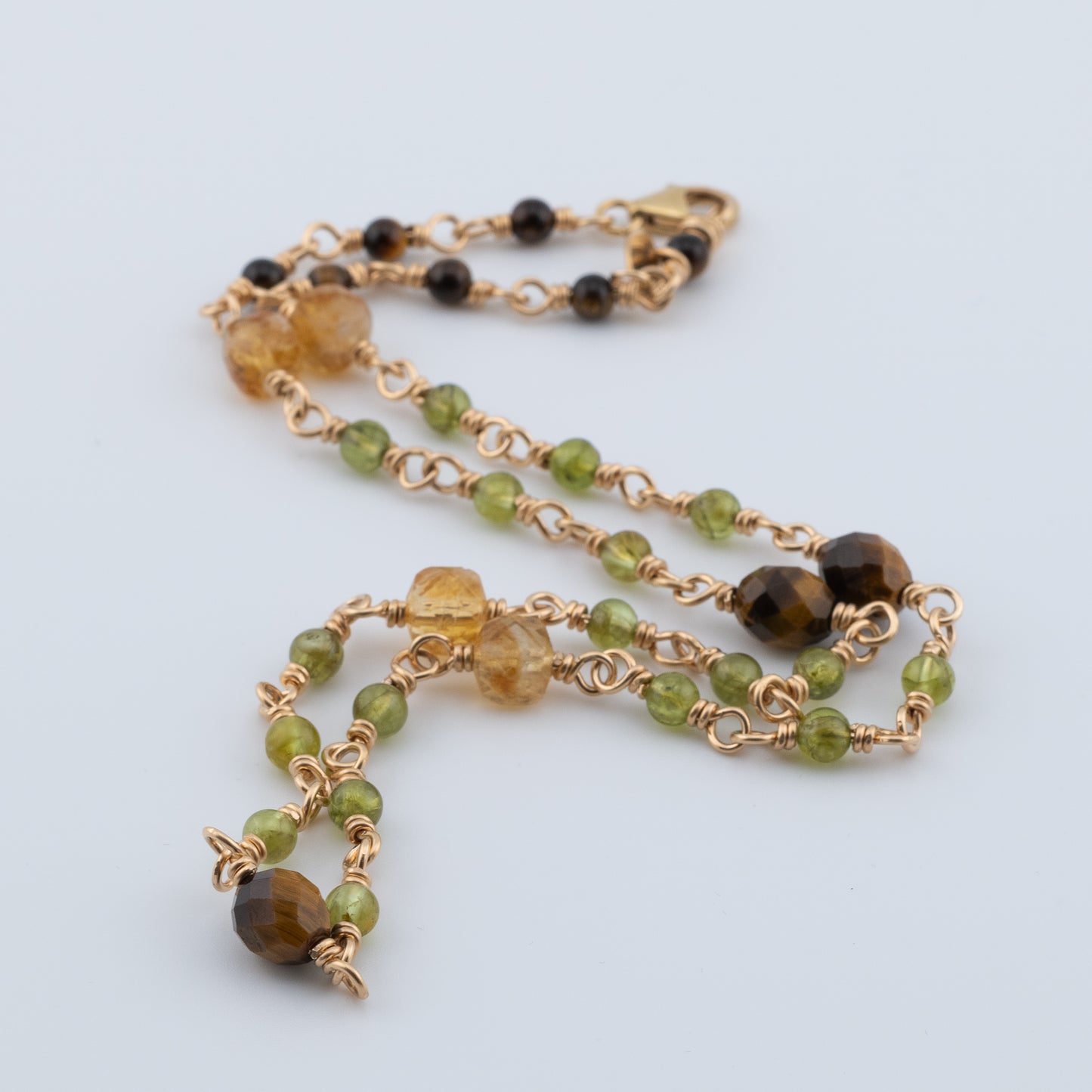 The Solstice Harvest Necklace – Citrine, Tiger’s Eye & Peridot