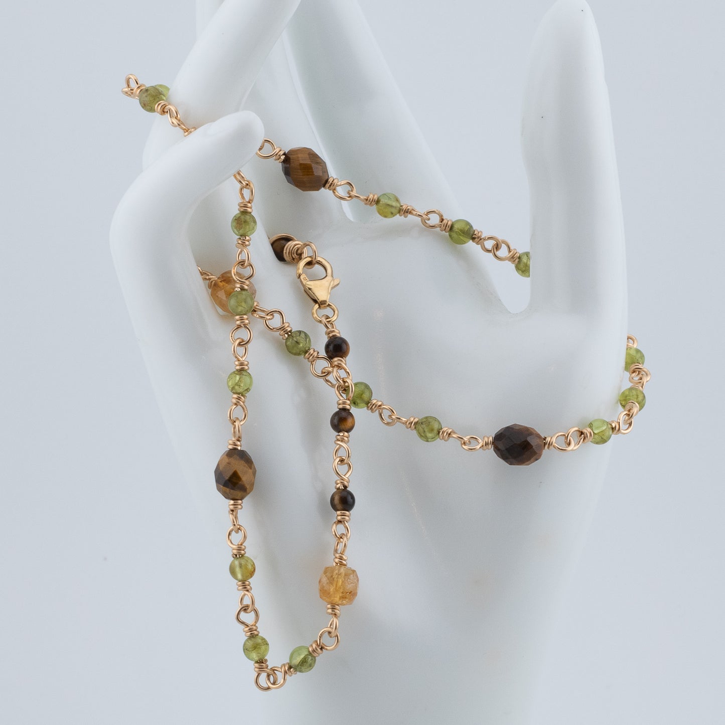 The Solstice Harvest Necklace – Citrine, Tiger’s Eye & Peridot
