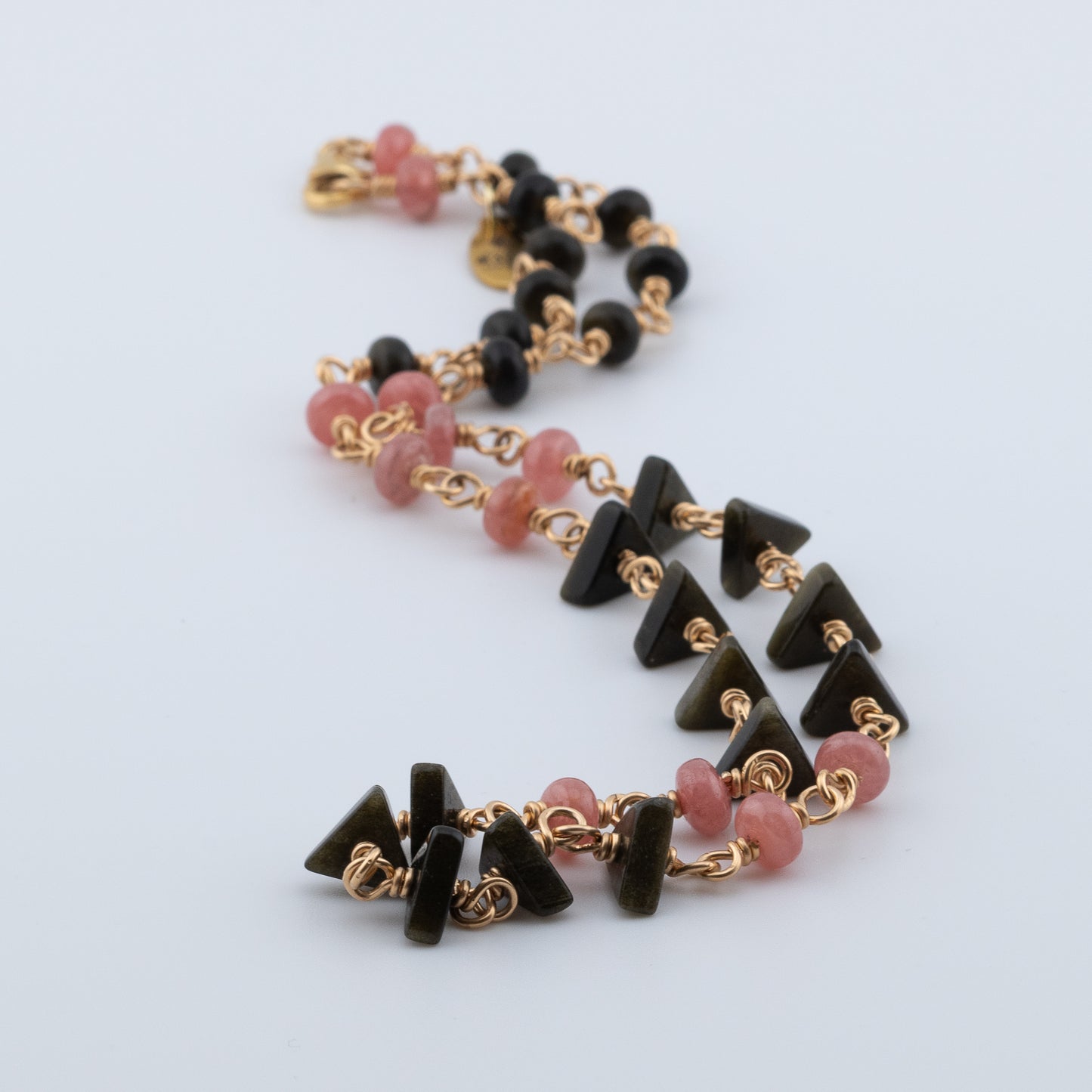 The Dawn & Dusk Necklace – Rhodochrosite & Rainbow Obsidian