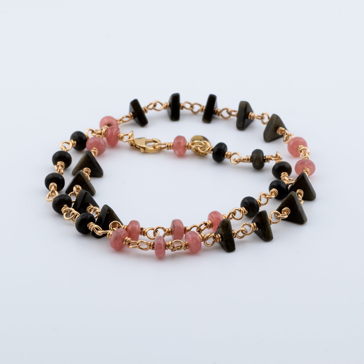 The Dawn & Dusk Necklace – Rhodochrosite & Rainbow Obsidian