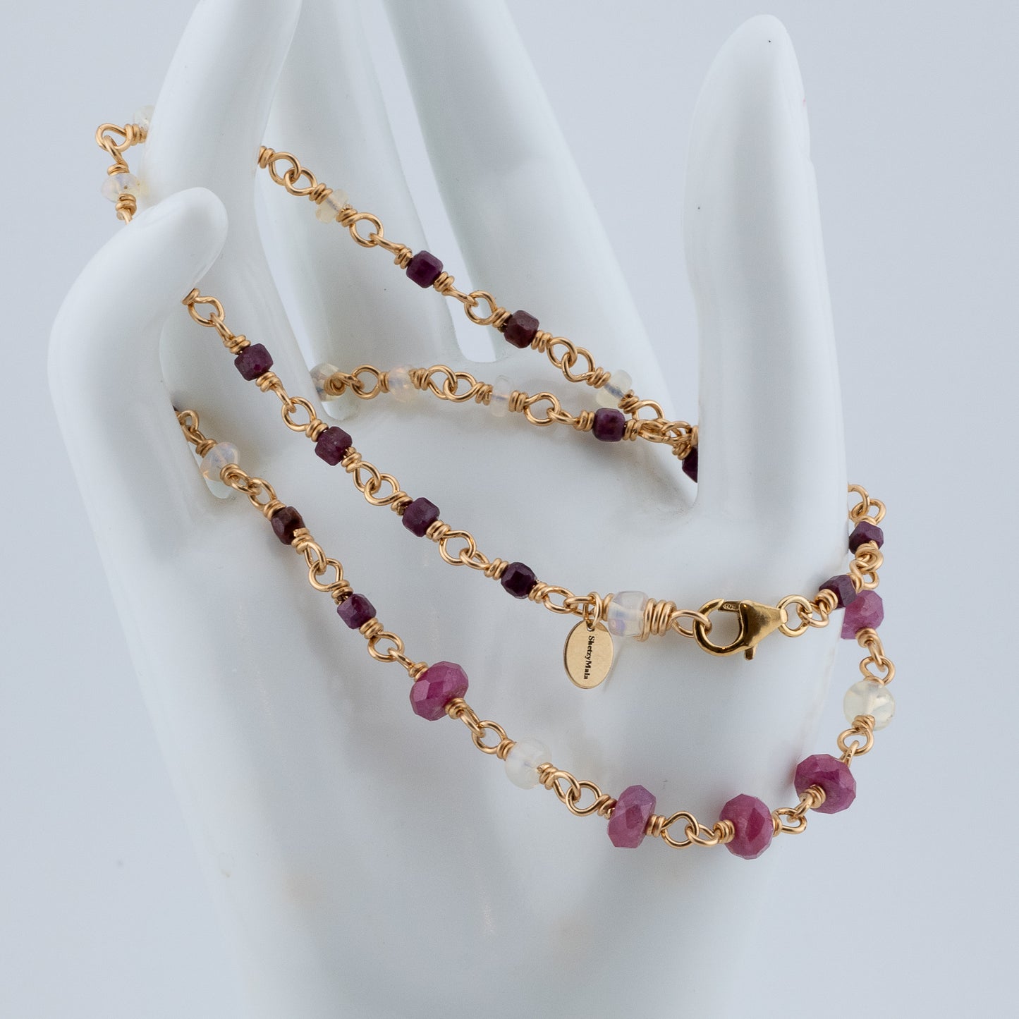 The Crimson & Cloud Necklace – Ruby & Opal