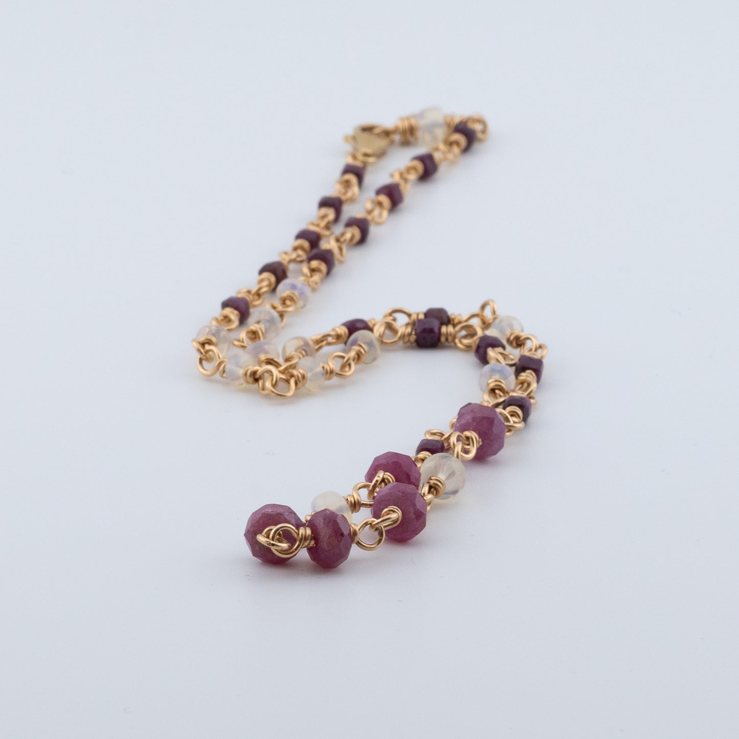 The Crimson & Cloud Necklace – Ruby & Opal