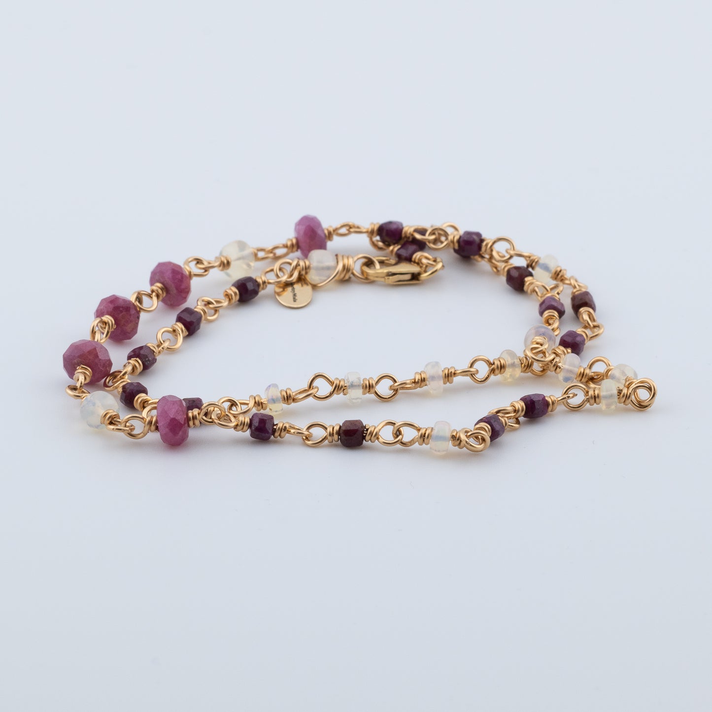 The Crimson & Cloud Necklace – Ruby & Opal