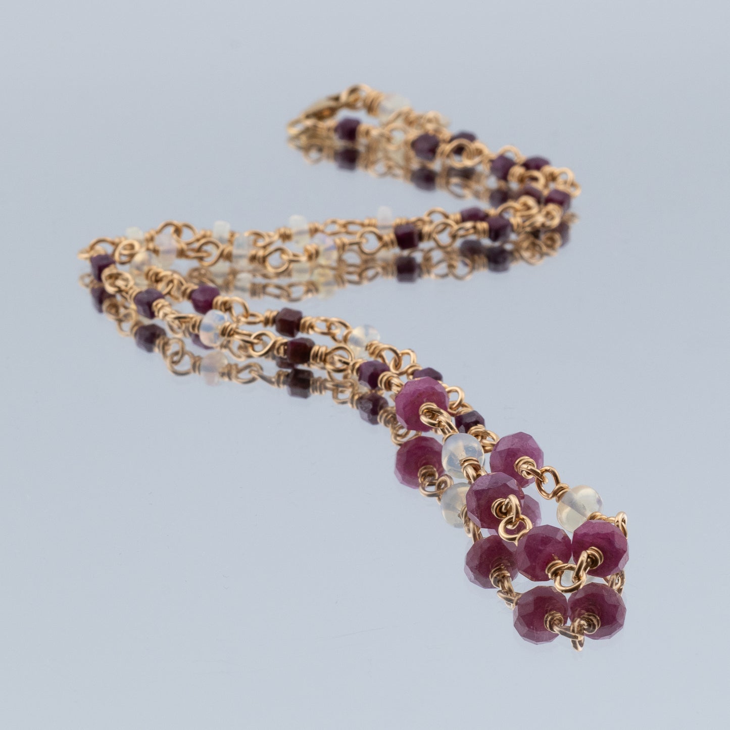 The Crimson & Cloud Necklace – Ruby & Opal